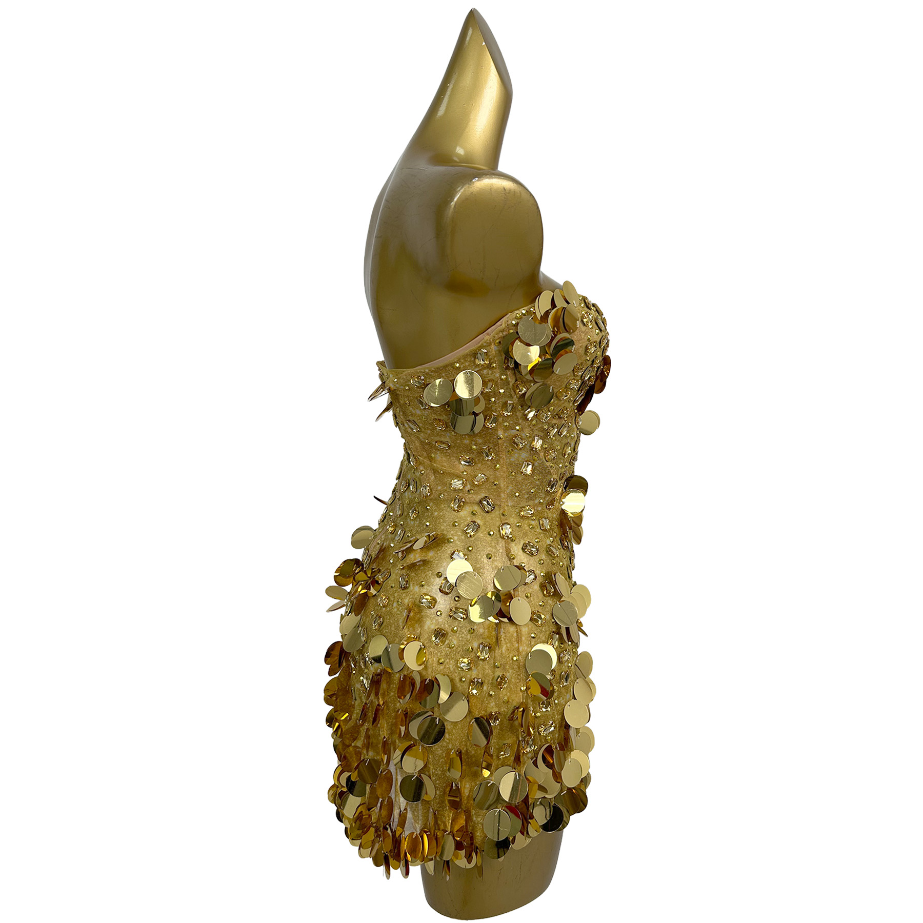 Sparkly Gold Crystals Straples - Sparkly Rhinestone Club Party Dress ulasan dan harga