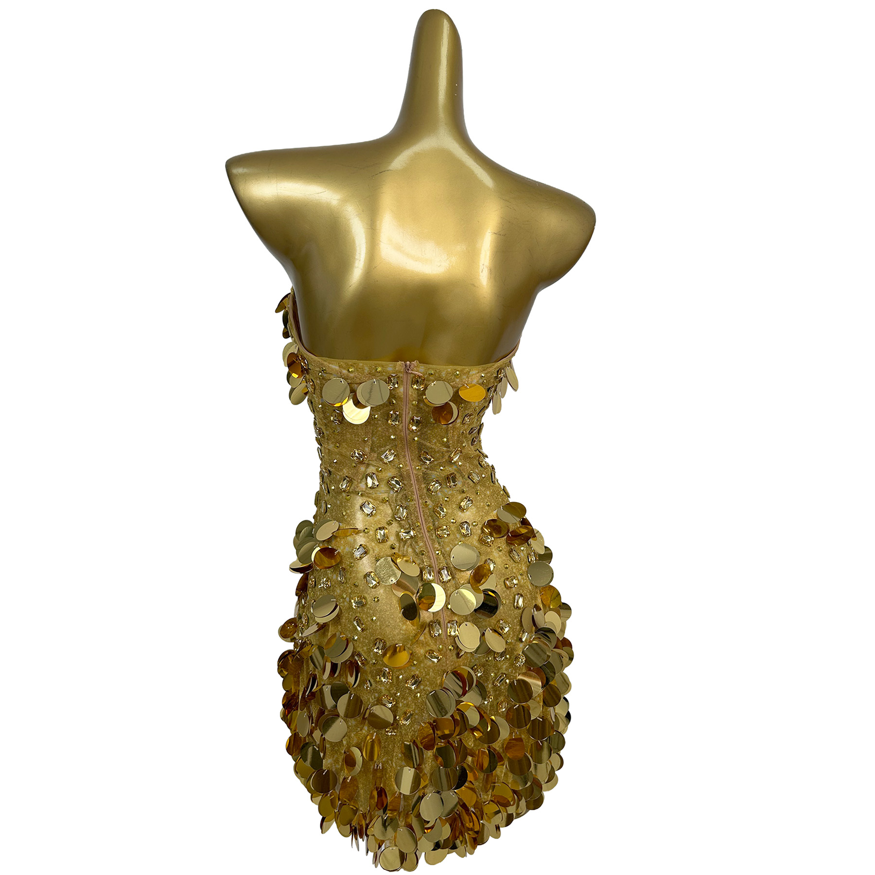 Sparkly Gold Crystals Straples - Sparkly Rhinestone Club Party Dress ulasan dan harga