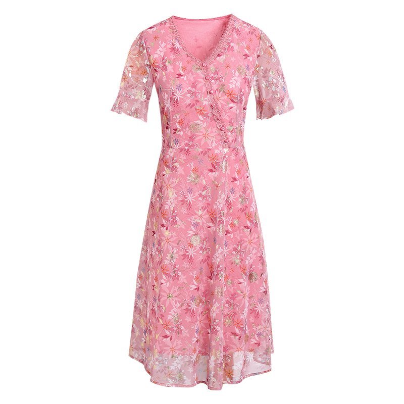 Women Summer Casual Dress Ladi - French Vintage Floral Midi Dress ulasan dan harga