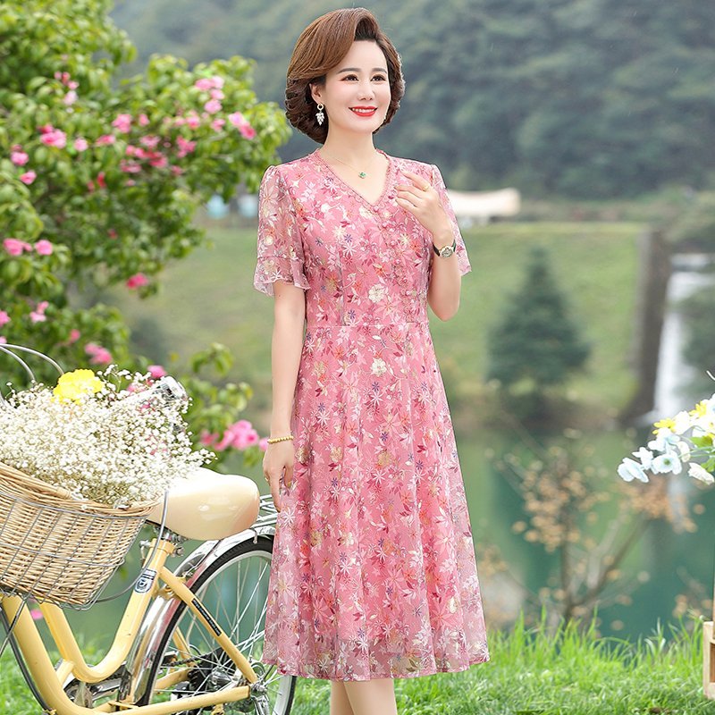 Women Summer Casual Dress Ladi - French Vintage Floral Midi Dress ulasan dan harga