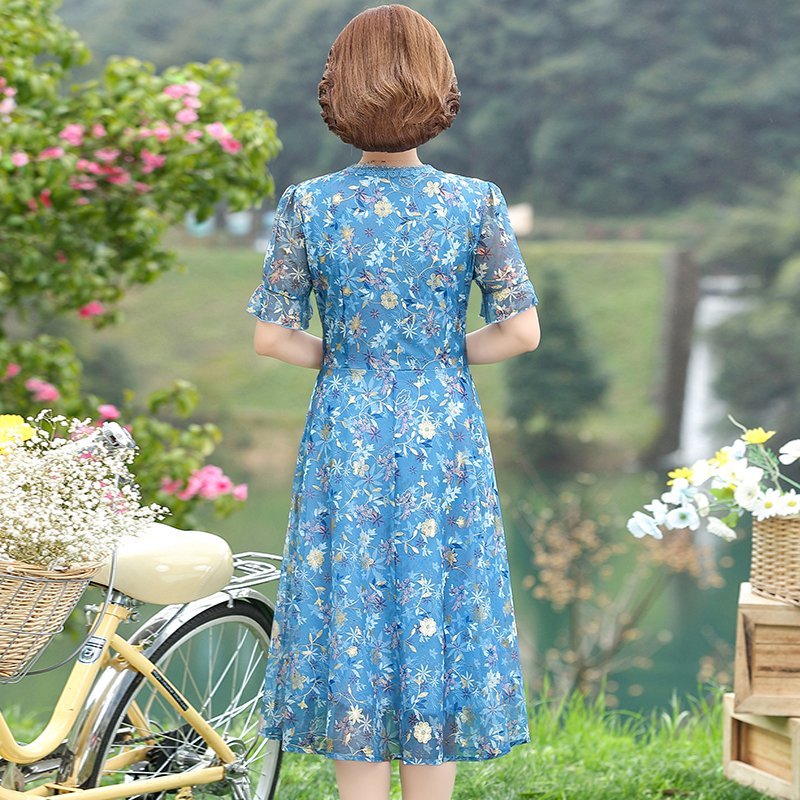 Women Summer Casual Dress Ladi - French Vintage Floral Midi Dress ulasan dan harga