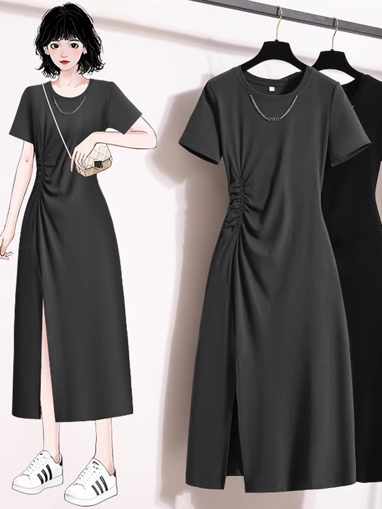 Casual Elegant Short Sleeve Dr - Korean Style A Line Shirt Dress ulasan dan harga