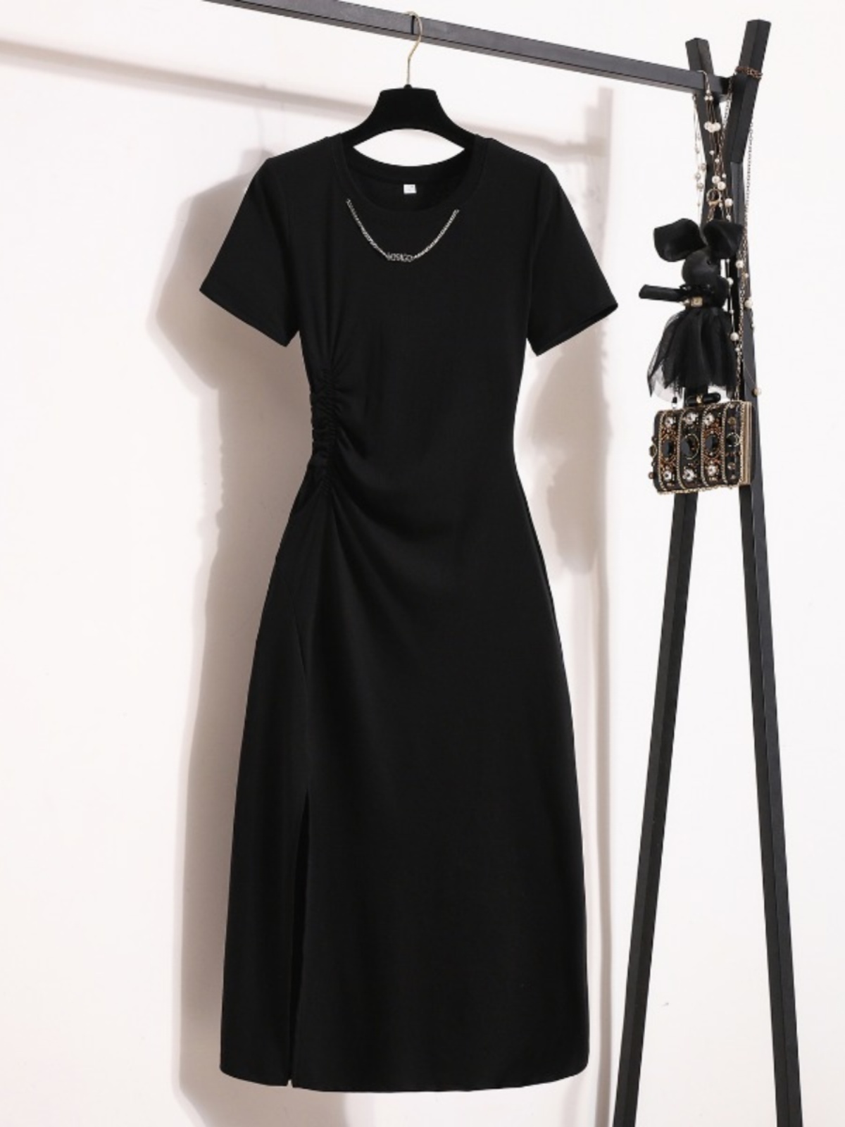 Casual Elegant Short Sleeve Dr - Korean Style A Line Shirt Dress ulasan dan harga