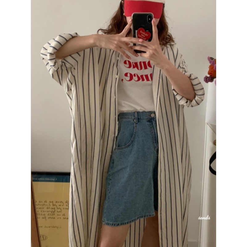 Korean Minimalist Loose Collar - Korean Style A Line Shirt Dress ulasan dan harga