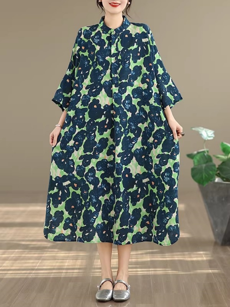 Vacation Dress: Bat Sleeve, St - Casual Loose Linen Shirt Dress ulasan dan harga
