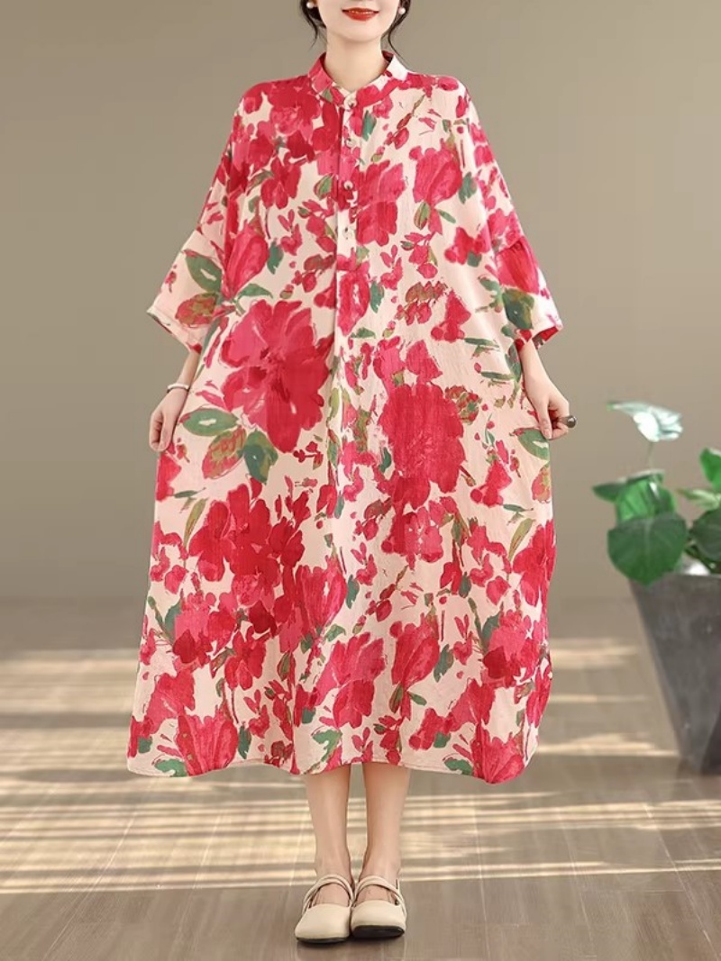 Vacation Dress: Bat Sleeve, St - Casual Loose Linen Shirt Dress ulasan dan harga
