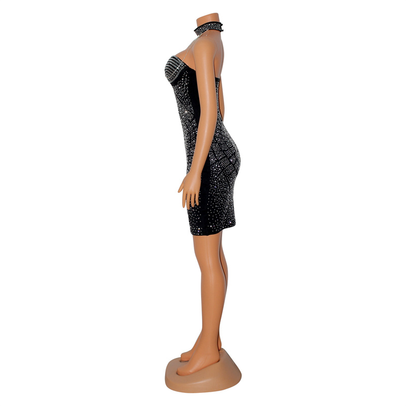 Doyerl Sparkly Rhinestones Dia - Sparkly Rhinestone Club Party Dress ulasan dan harga