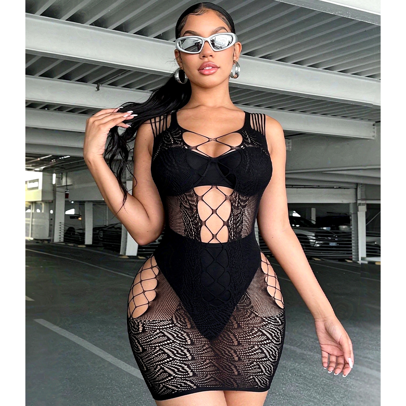 Sexy Lingerie Sleepwear Women  - Sexy Mesh Sheer Bodycon Dress ulasan dan harga
