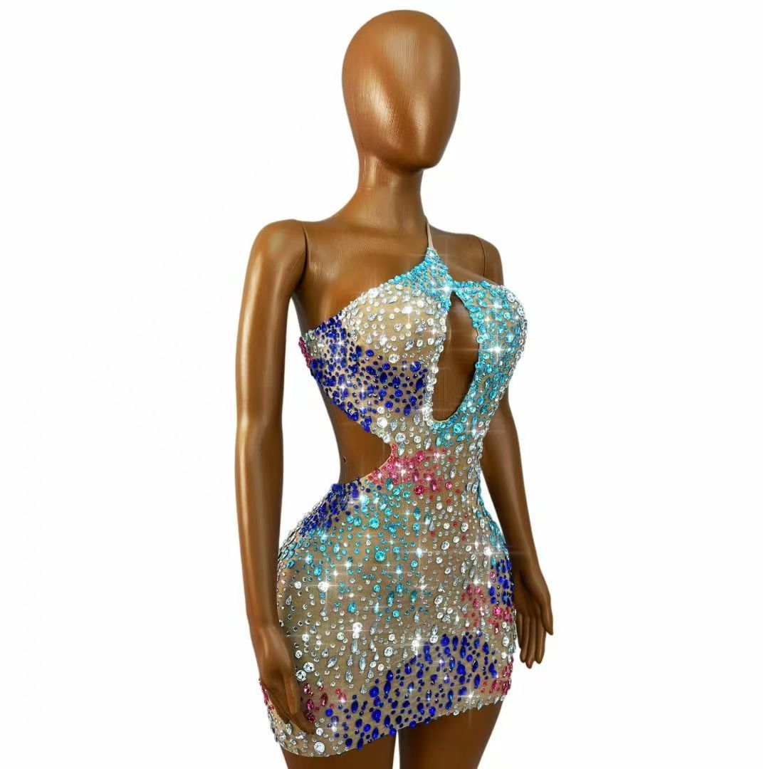 Sparkly Colorful Rhinestones W - Sparkly Rhinestone Club Party Dress ulasan dan harga