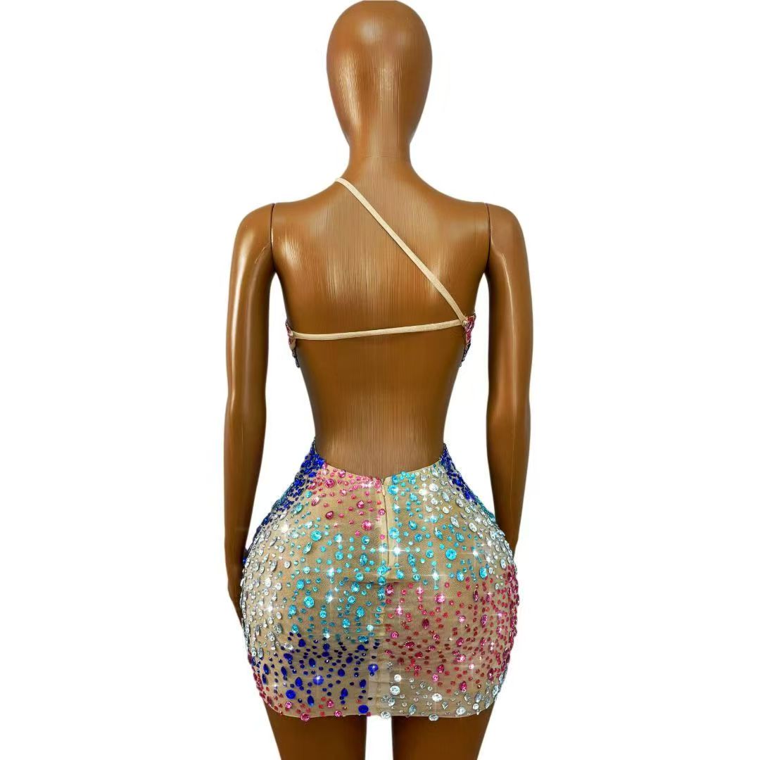Sparkly Colorful Rhinestones W - Sparkly Rhinestone Club Party Dress ulasan dan harga