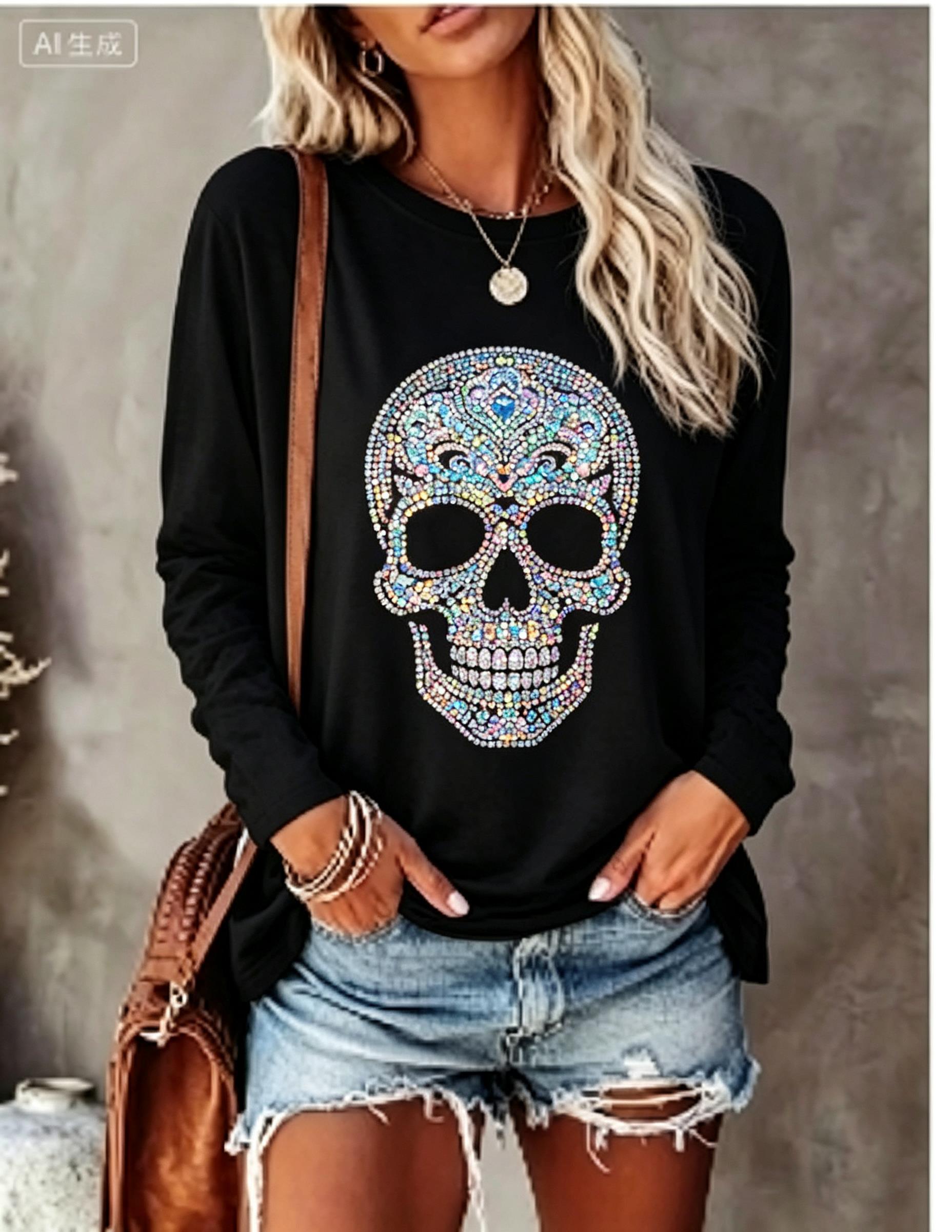 Women Long Sleeve T‑Shirt Simu - Blouses ulasan dan harga